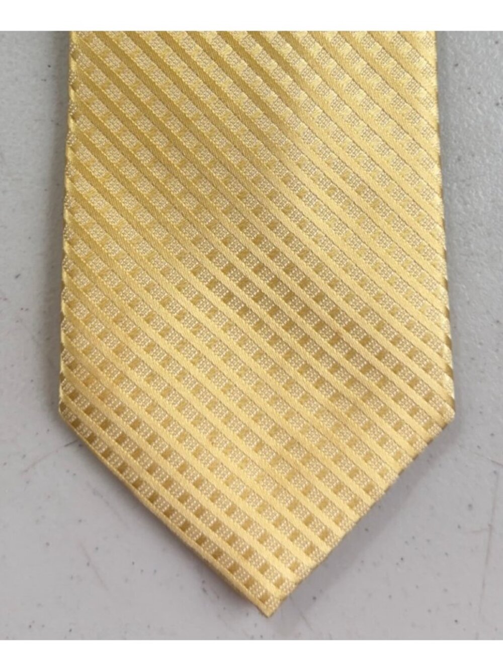 Vintage Yellow Plaid Silk Tie 90s Classic Embossed Necktie
